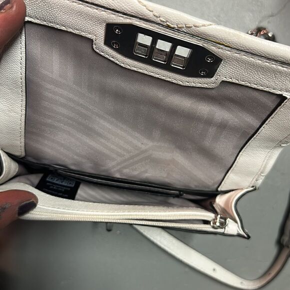 REBECCA MINKOFF  WHITE PEBBLED LEATHER BIANCO SMALL JE TAIME CROSSBODY - Picture 5 of 6